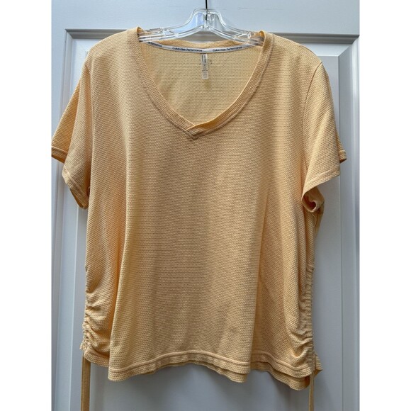 Calvin Klein T-Shirt Orange Side Ties Logo Short Sleeve Women’s‎ 2XL - Picture 1 of 6